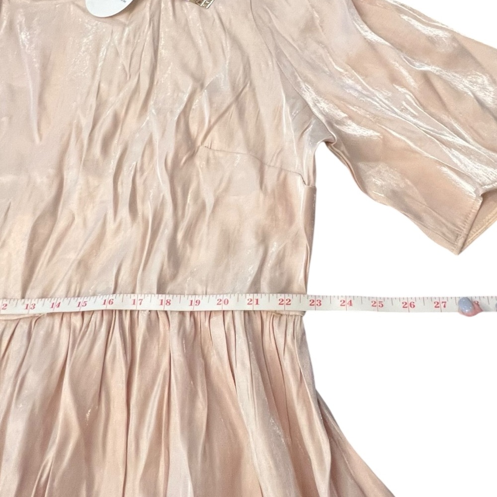 Boohoo Skater Dress Ruched Ruffle Womens‎ Stone Shiny 22 NWT Party Wedding Short - Picture 11 of 16